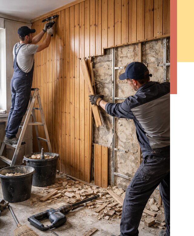 Демонтаж вагонки со стен в Выксе от 1504 руб. — снятие, удаление, срочно | ОТДЕЛОЧНИК-Вкс