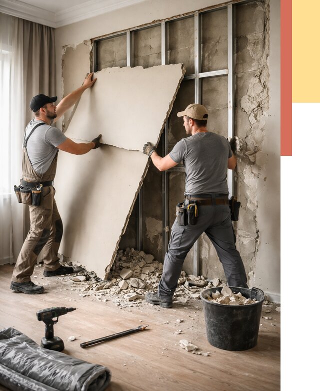 Демонтаж гипсокартона со стен в Выксе от 363 руб. — услуги демонтажа | ОТДЕЛОЧНИК-Вкс