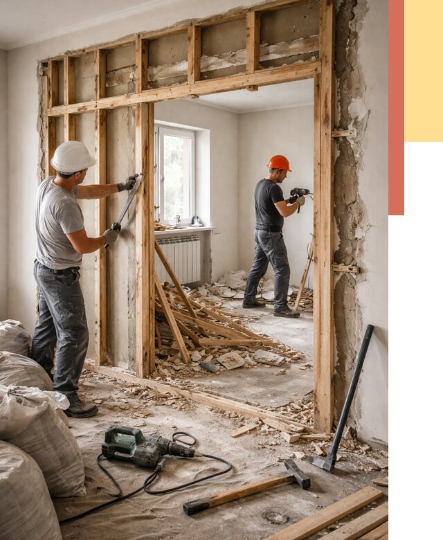 Демонтаж деревянных перегородок в Выксе от 3318 руб. — быстро и недорого | ОТДЕЛОЧНИК-Вкс