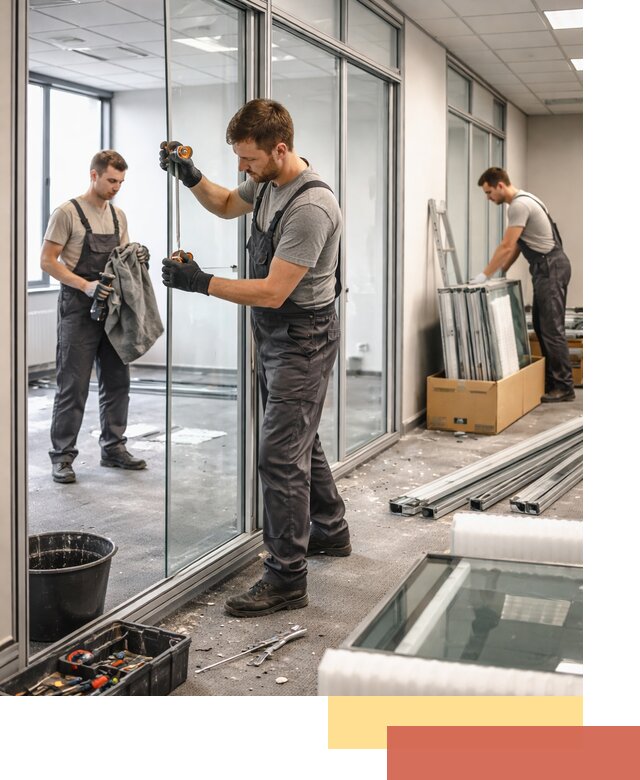 Демонтаж стеклянных перегородок в Выксе быстро и безопасно