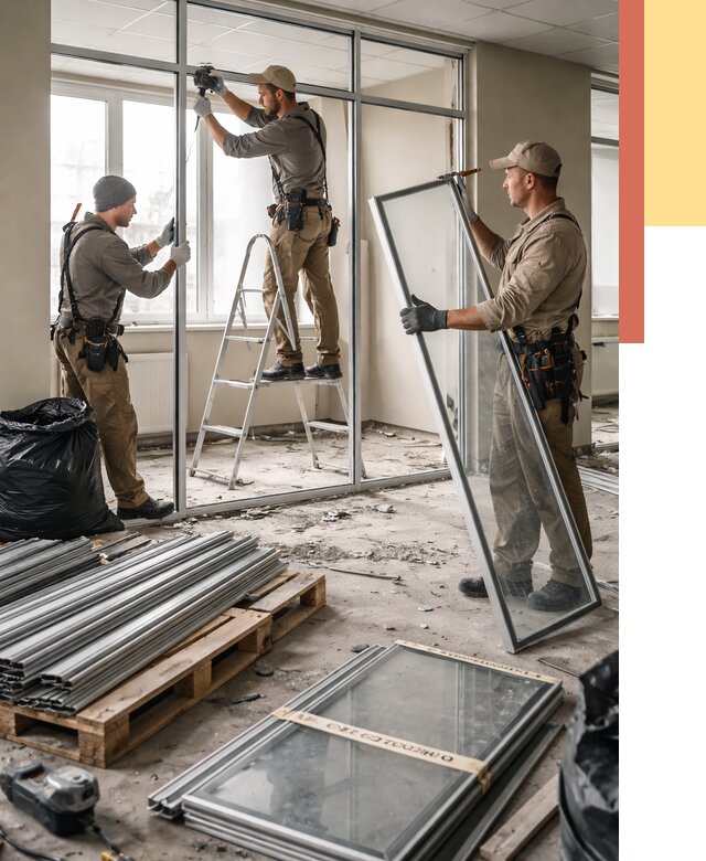 Демонтаж алюминиевых перегородок в Выксе от 4355 руб. — быстро и недорого | ОТДЕЛОЧНИК-Вкс