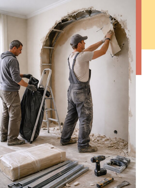 Демонтаж арки из гипсокартона в Выксе от 3630 руб. — услуги под ключ | ОТДЕЛОЧНИК-Вкс