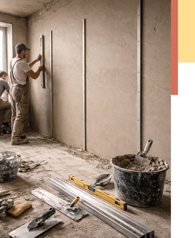 Штукатурка стен по маякам в Выксе от 5704 руб./м² — выравнивание под ключ | ОТДЕЛОЧНИК-Вкс