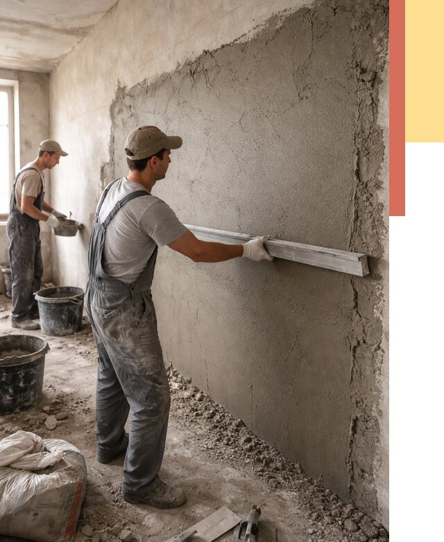 Цементная штукатурка стен в Выксе от 4667 руб/м2 — быстро и недорого | ОТДЕЛОЧНИК-Вкс