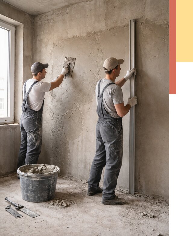 Штукатурка бетонных стен в Выксе от 4667 руб/м² — качественно и быстро | ОТДЕЛОЧНИК-Вкс