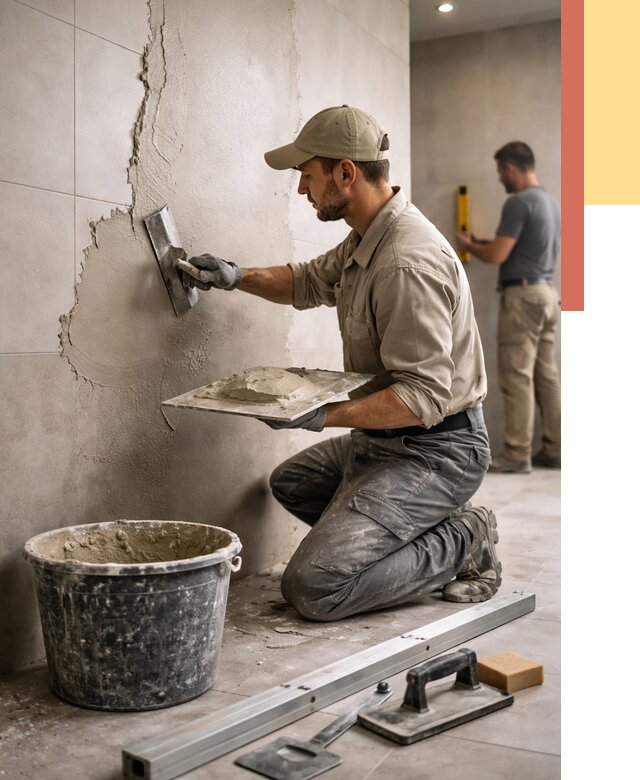 Штукатурка стен в ванной в Выксе от 4667 руб./м² — выравнивание под ключ | ОТДЕЛОЧНИК-Вкс