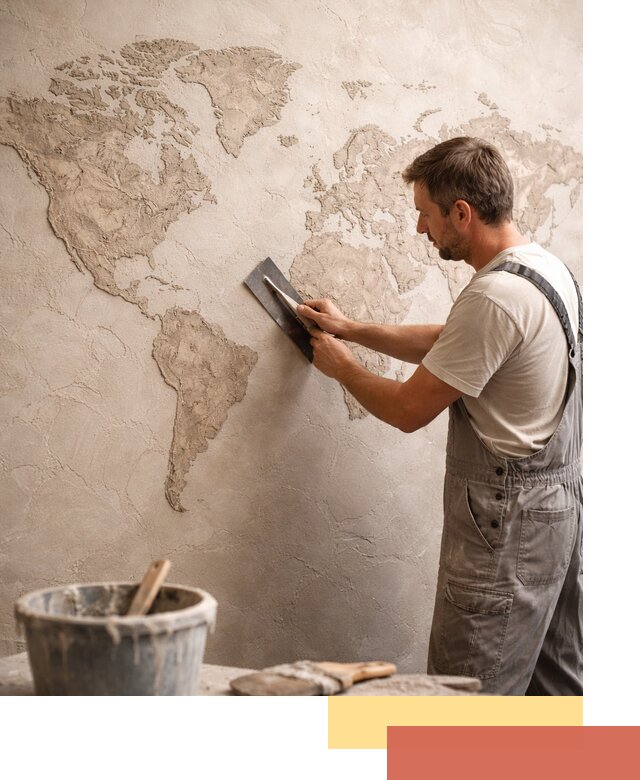 Декоративная штукатурка «Карта мира» под ключ в Выксе