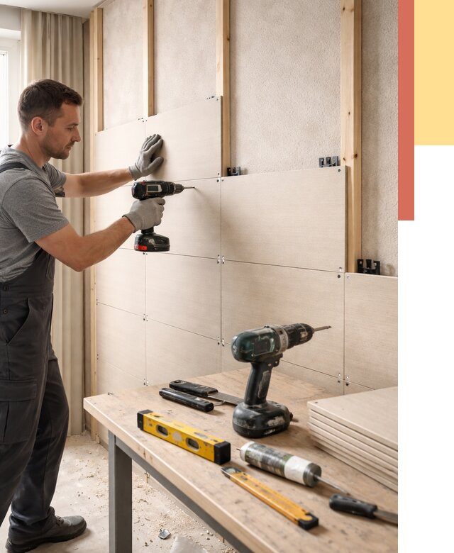 Монтаж МДФ панелей на стены в Выксе от 1296 руб. под ключ | ОТДЕЛОЧНИК-Вкс