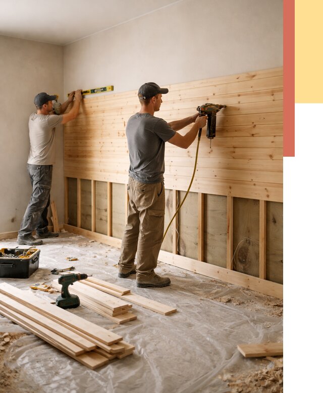 Монтаж деревянной вагонки на стены в Выксе от 7778 руб. | Услуги монтажа вагонки | ОТДЕЛОЧНИК-Вкс