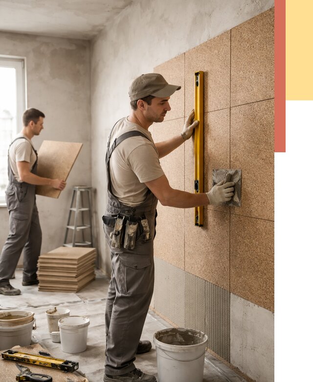 Монтаж пробковых панелей на стены в Выксе от 3630 руб. — ОТДЕЛОЧНИК-Вкс