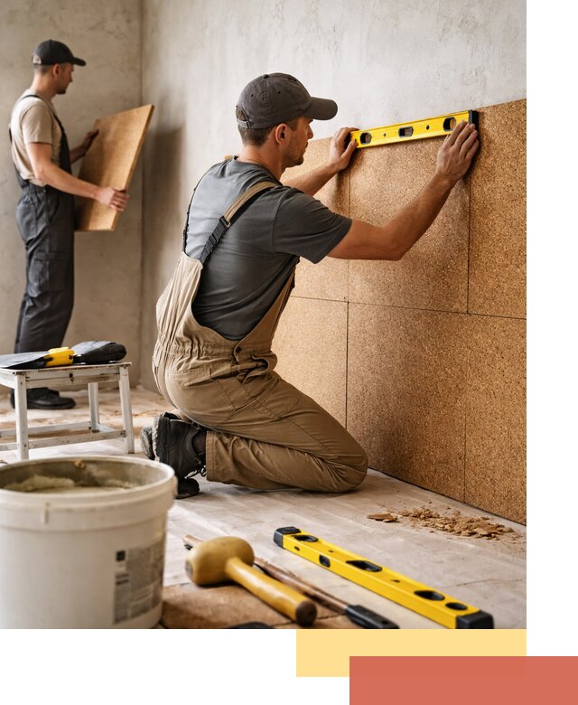 Монтаж пробковых панелей на стены в Выксе быстро и качественно