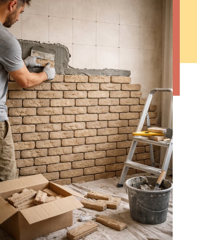 Монтаж декоративного кирпича в Выксе от 3318 руб./м² — быстро и недорого | ОТДЕЛОЧНИК-Вкс