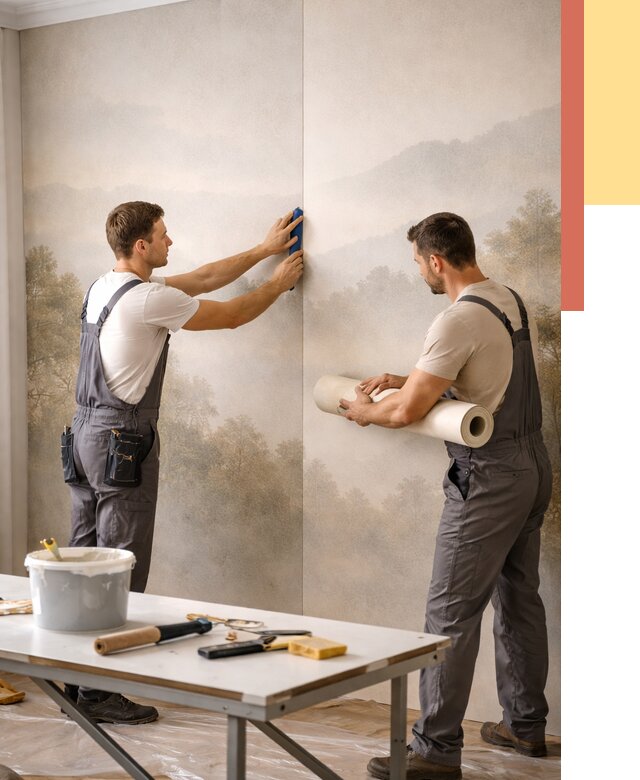 Поклейка фотообоев в Выксе от 8815 руб/м² — быстро и недорого | ОТДЕЛОЧНИК-Вкс