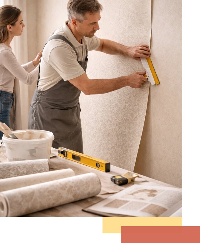 Поклейка обоев с подбором рисунка в Выксе