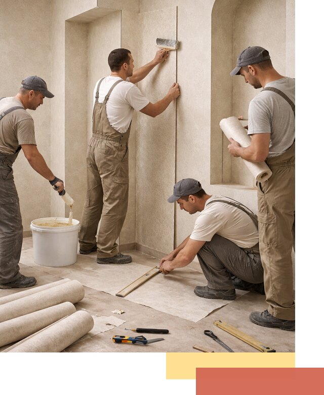 Поклейка обоев на сложные стены и неровные поверхности в Выксе