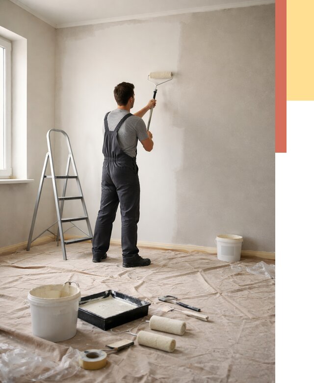 Покраска стен моющейся краской в Выксе от 363 руб./м² — быстро и недорого | ОТДЕЛОЧНИК-Вкс