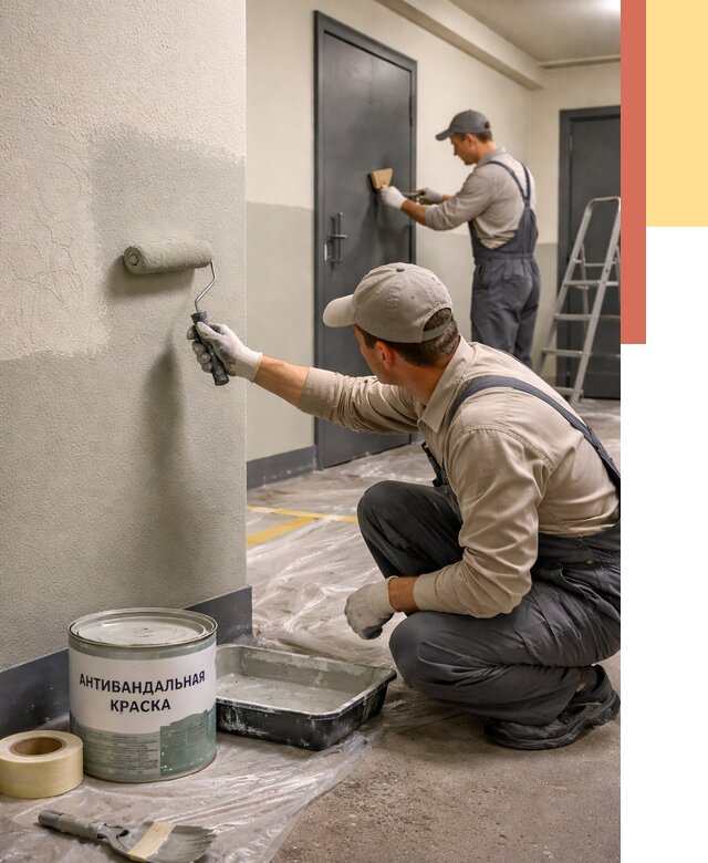 Покраска стен антивандальной краской в Выксе от 4667 руб./м² под ключ | ОТДЕЛОЧНИК-Вкс