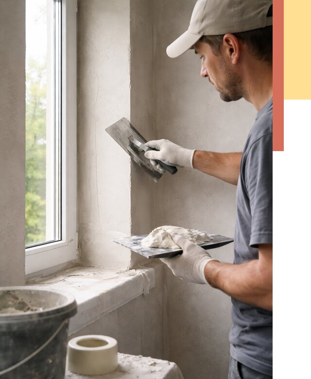 Штукатурка откосов в Выксе от 4667 руб/м² — услуги и выравнивание под ключ | ОТДЕЛОЧНИК-Вкс