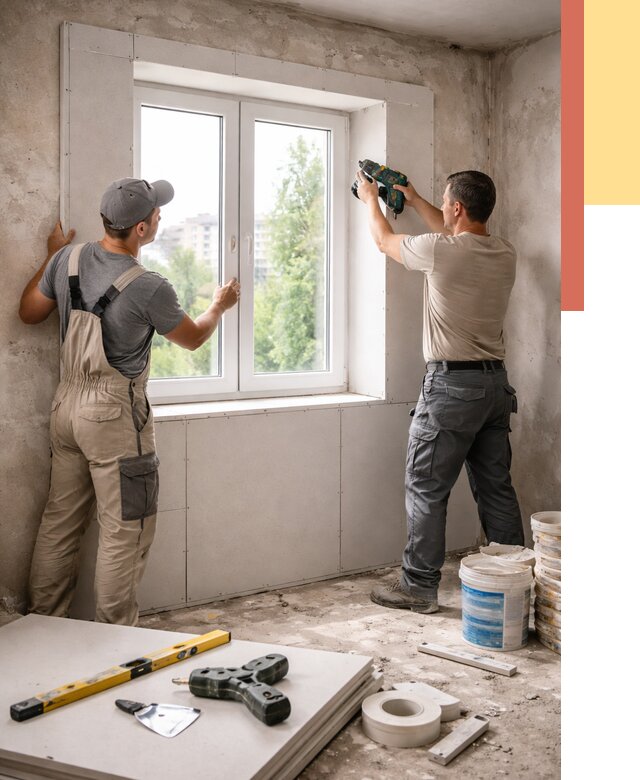 Монтаж откосов из гипсокартона в Выксе от 4667 руб. под ключ | ОТДЕЛОЧНИК-Вкс