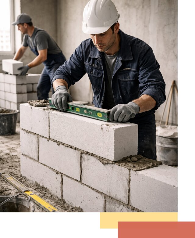 Кладка перегородок из пеноблока под ключ в Выксе