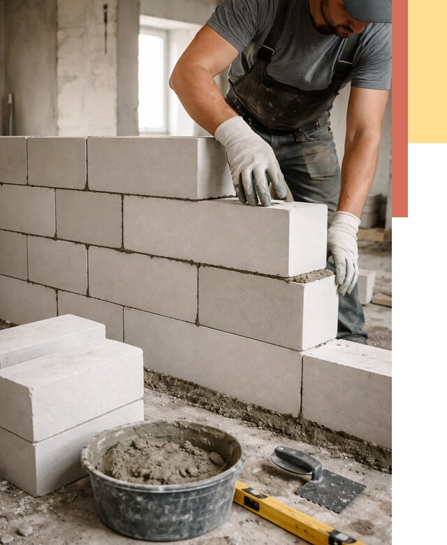 Кладка перегородок из силикатного блока в Выксе от 4148 руб. под ключ | ОТДЕЛОЧНИК-Вкс