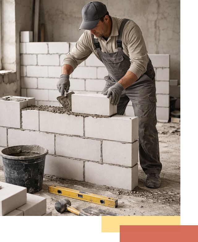 Кладка перегородок из силикатного блока в Выксе