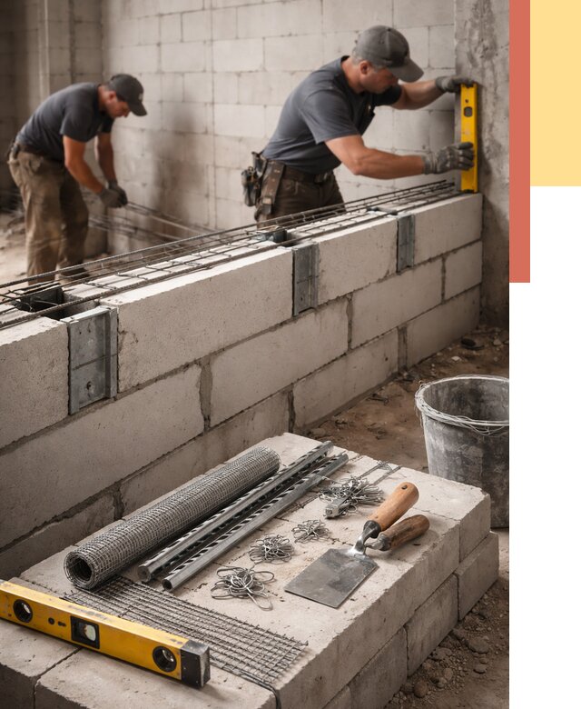 Армирование кладки перегородок в Выксе от 778 руб. под ключ | ОТДЕЛОЧНИК-Вкс
