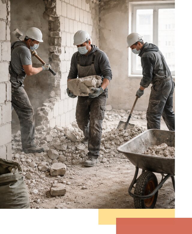 Демонтаж блочных перегородок в Выксе быстро и аккуратно