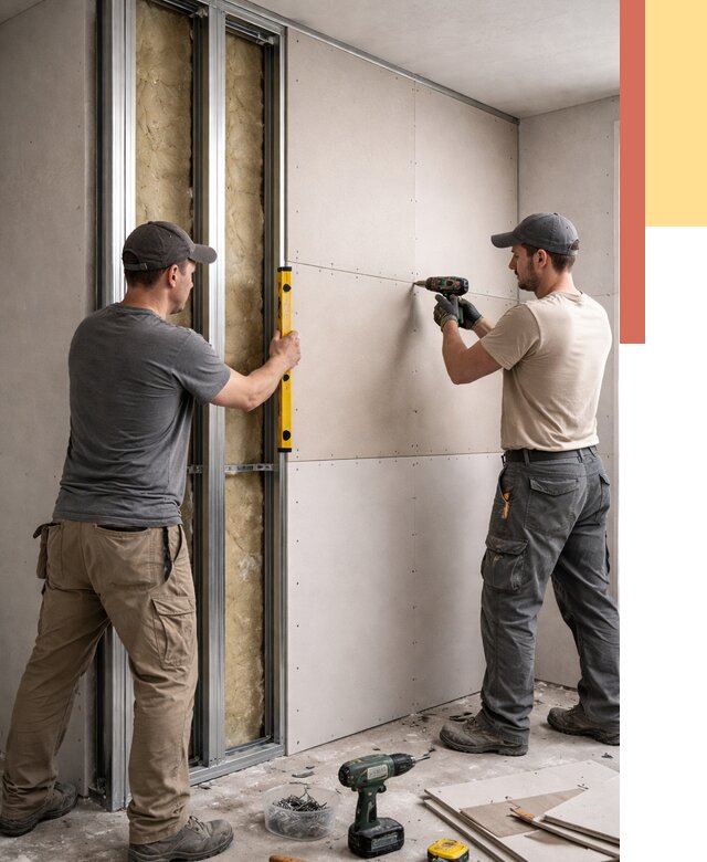 Монтаж двухслойной перегородки из гипсокартона в Выксе от 1504 руб. | ОТДЕЛОЧНИК-Вкс