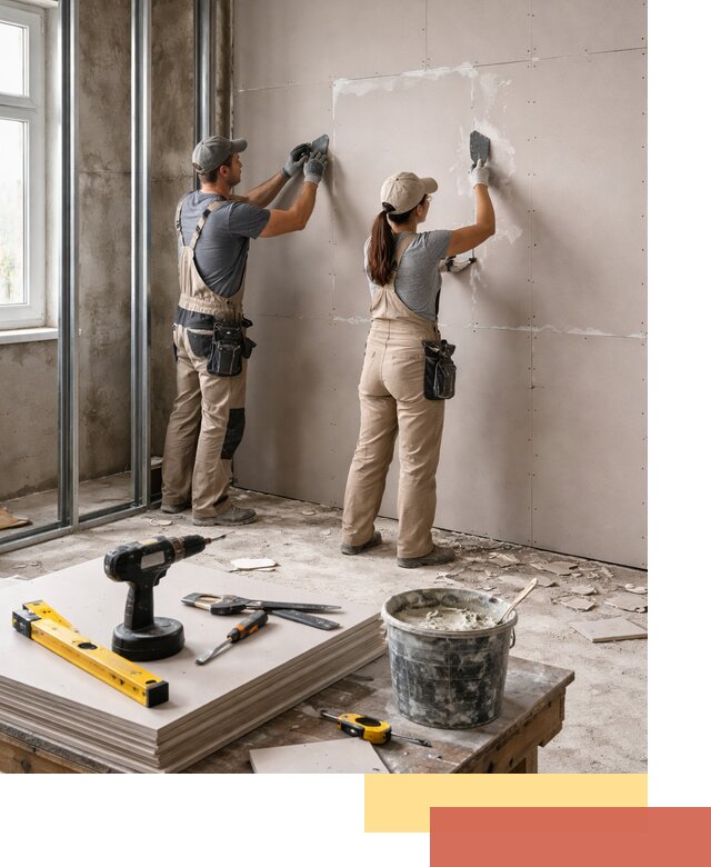 Монтаж двухслойной перегородки из гипсокартона в Выксе