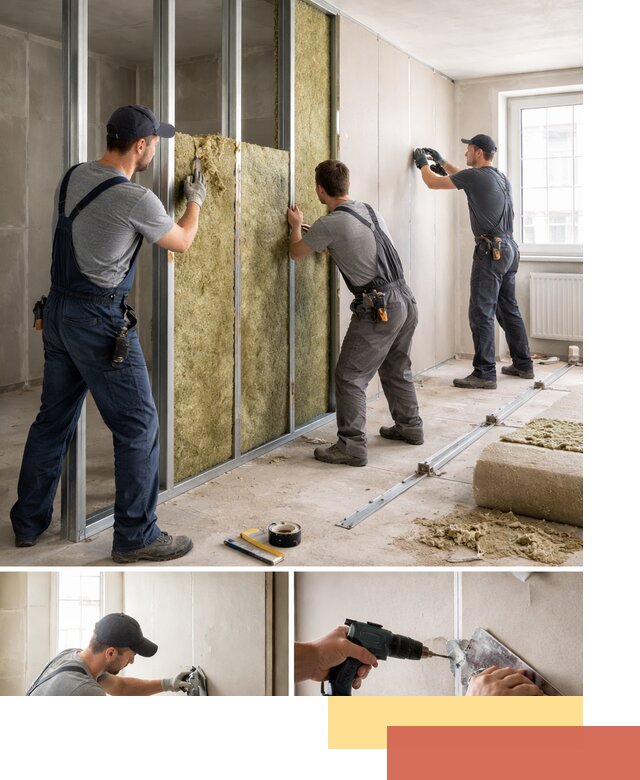 Перегородка из гипсокартона с шумоизоляцией в Выксе — монтаж под ключ