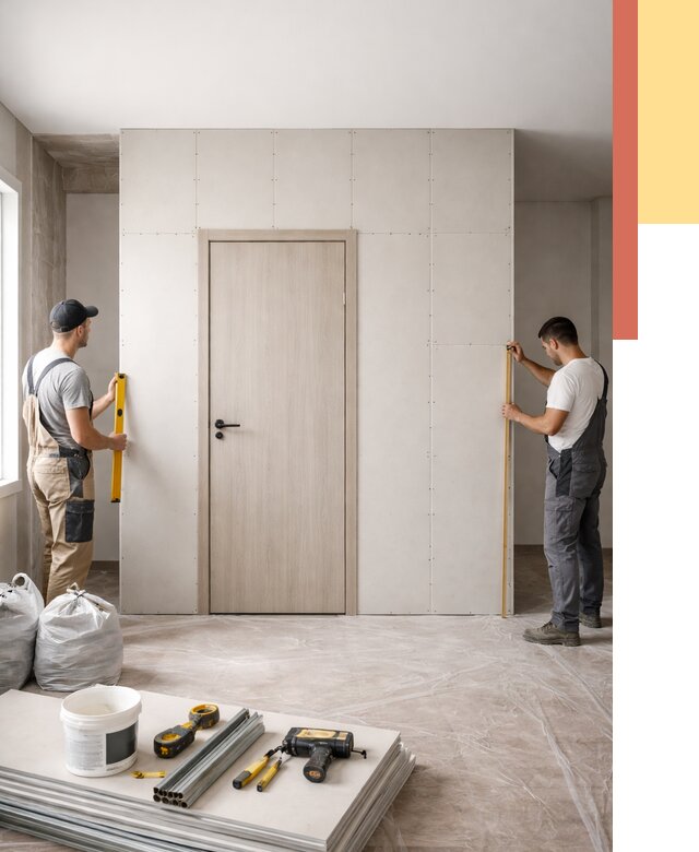 Перегородка из гипсокартона с дверью в Выксе от 4667 руб. под ключ | ОТДЕЛОЧНИК-Вкс