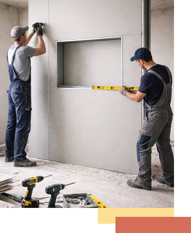 Перегородка из гипсокартона с нишей под декор в Выксе