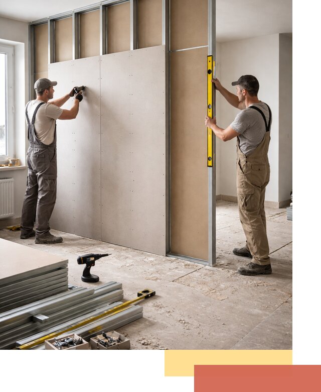 Зонирующая перегородка из гипсокартона под ключ в Выксе