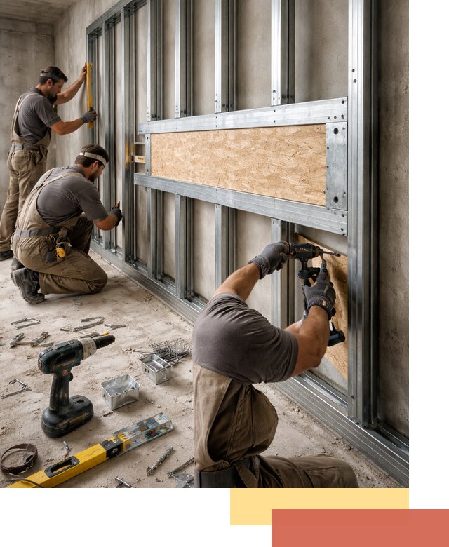 Усиленная перегородка для крепления тяжёлых конструкций в Выксе