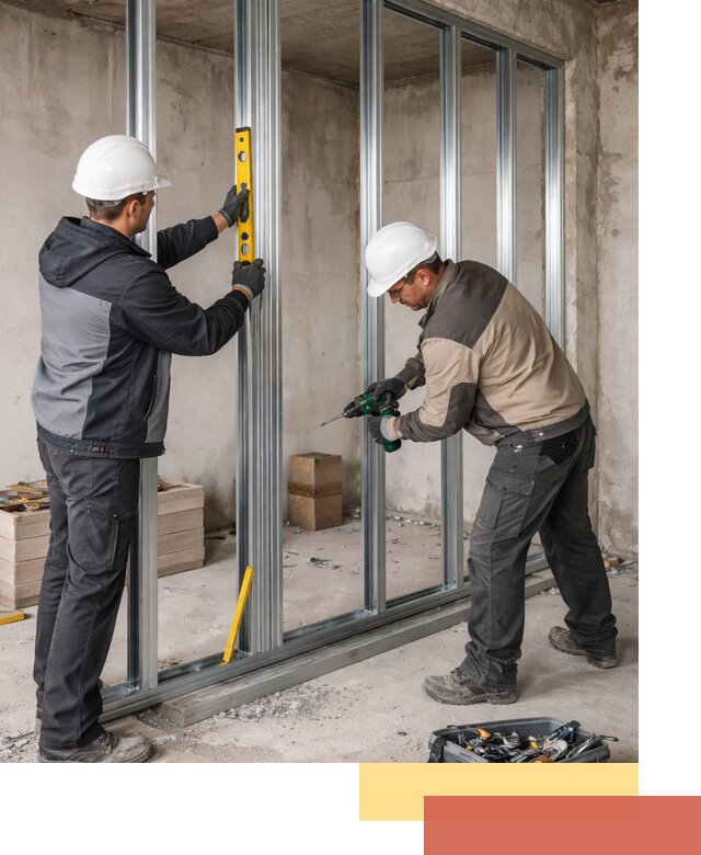 Монтаж каркаса перегородки из профиля в Выксе