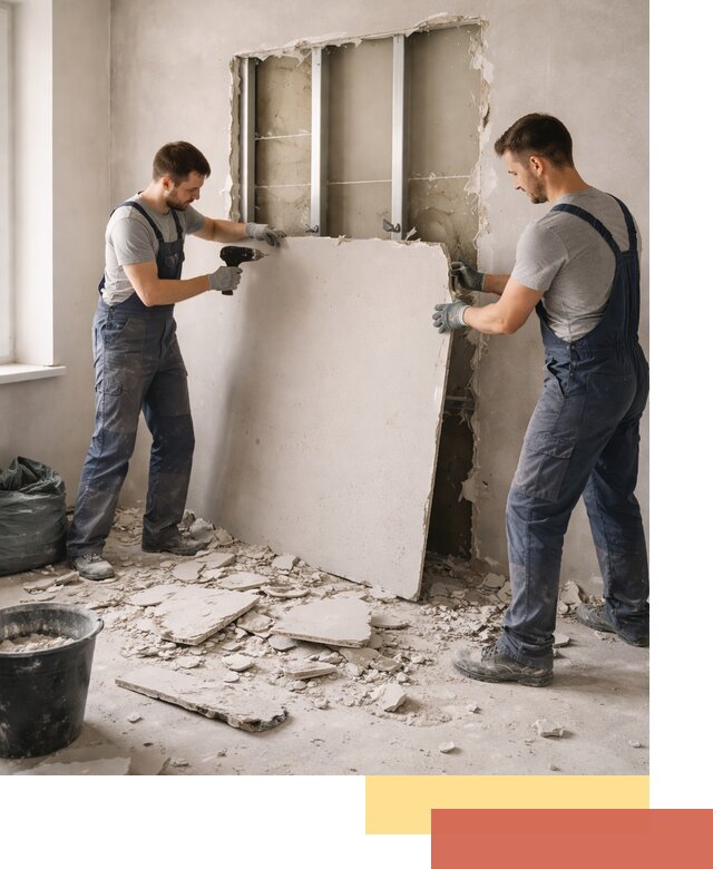 Демонтаж перегородки из гипсокартона в Выксе быстрый и аккуратный