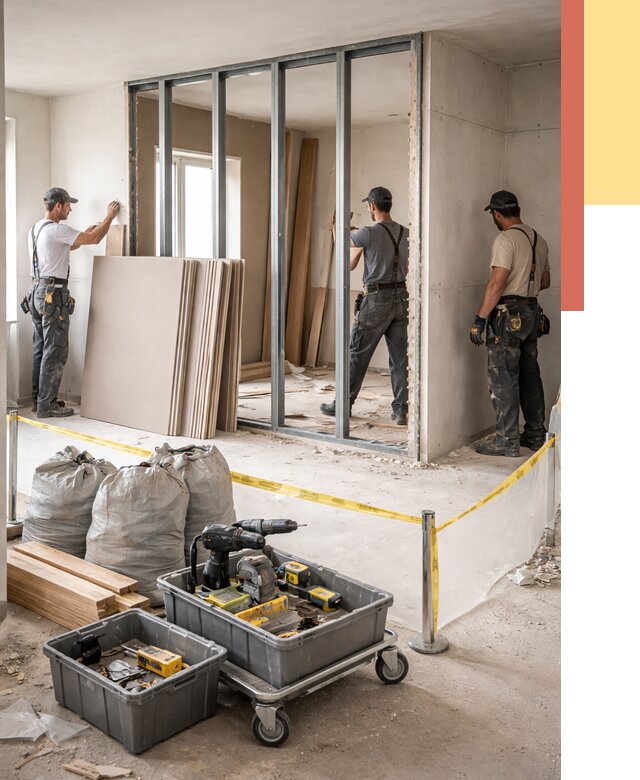 Перенос гипсокартонной перегородки в Выксе под ключ от 4667 руб. | Демонтаж и монтаж – ОТДЕЛОЧНИК-Вкс