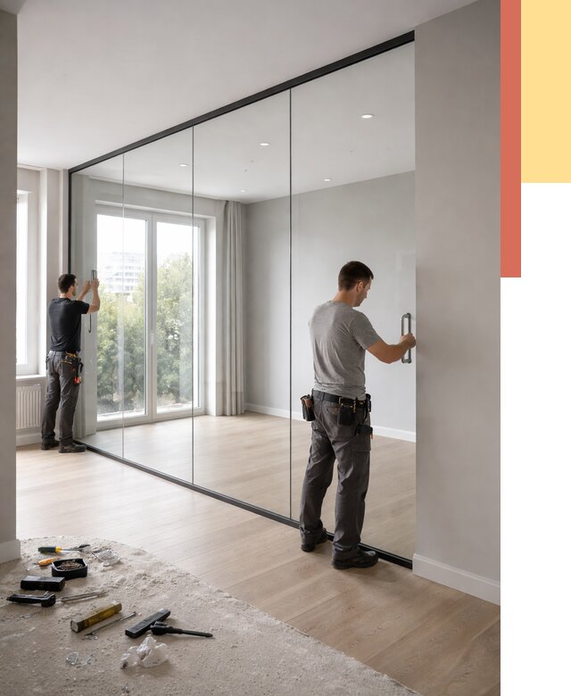 Изготовление стеклянных перегородок в Выксе от 12807 руб. под ключ | ОТДЕЛОЧНИК-Вкс