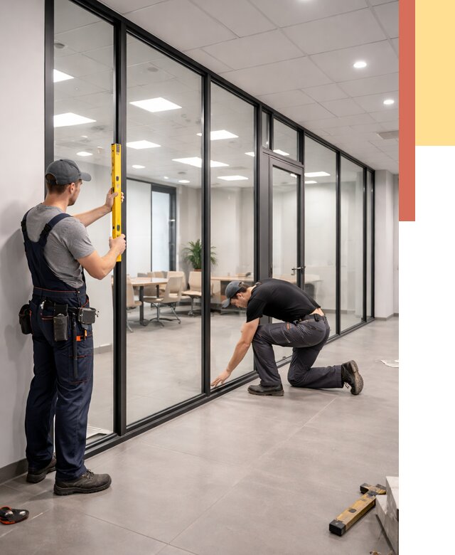 Каркасные стеклянные перегородки в Выксе под ключ от 9540 руб. | ОТДЕЛОЧНИК-Вкс