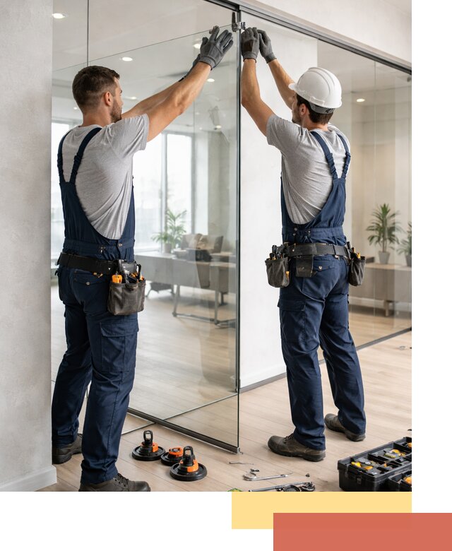 Безрамные стеклянные перегородки под ключ в Выксе