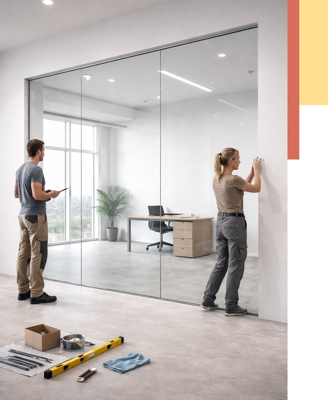 Перегородки из закаленного стекла в Выксе от 9852 руб. под ключ | ОТДЕЛОЧНИК-Вкс