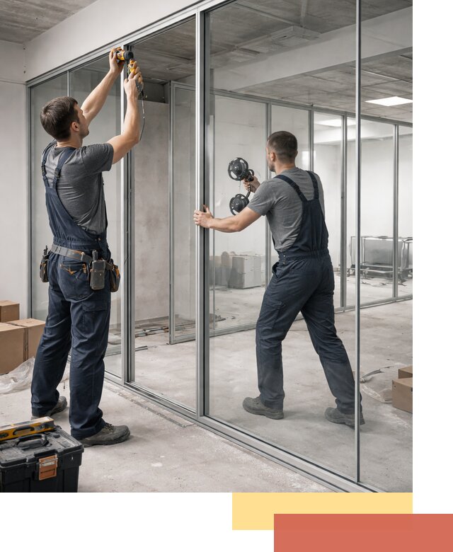 Алюминиевые перегородки со стеклом в Выксе — изготовление и монтаж