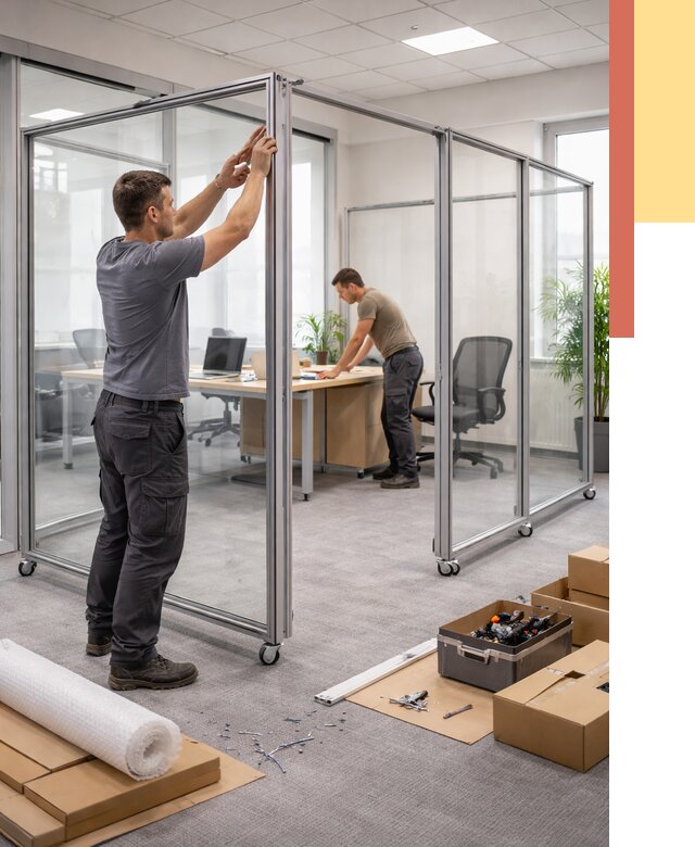 Мобильные офисные перегородки в Выксе от 12963 руб. — установка под ключ | ОТДЕЛОЧНИК-Вкс