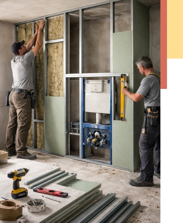 Установка сантехнических перегородок в Выксе от 8815 руб. | ОТДЕЛОЧНИК-Вкс