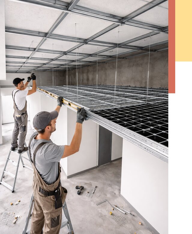 Монтаж потолка грильято в Выксе от 467 руб./м² — быстрая сборка под ключ | ОТДЕЛОЧНИК-Вкс