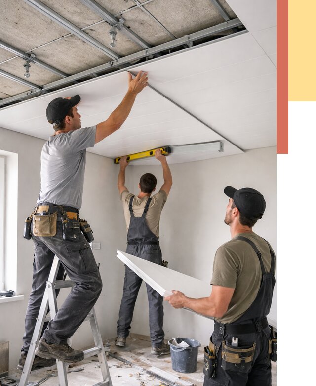 Монтаж потолка из ПВХ панелей в Выксе от 3630 руб./м2 — быстро и недорого | ОТДЕЛОЧНИК-Вкс