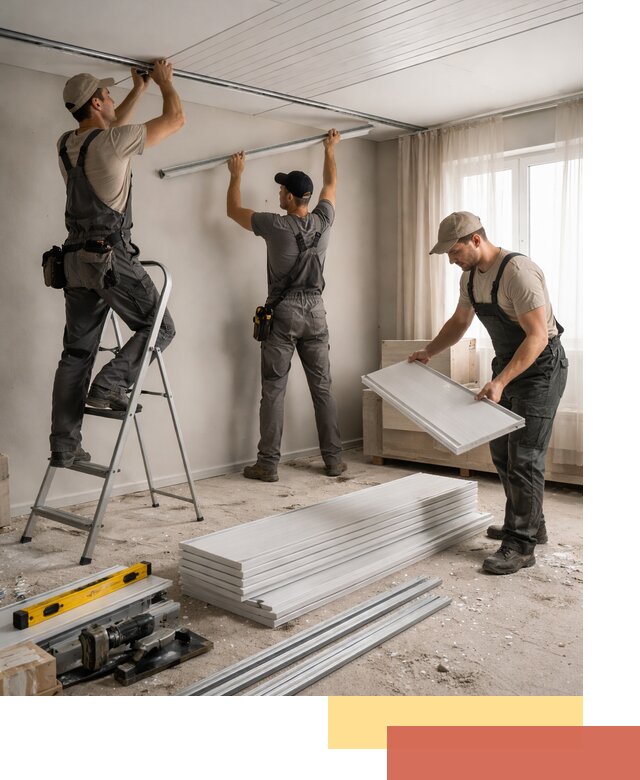 Монтаж потолка из ПВХ панелей в Выксе оперативно и качественно