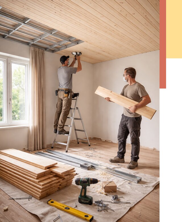 Монтаж потолка из вагонки в Выксе от 6741 руб. | Быстро и недорого — ОТДЕЛОЧНИК-Вкс