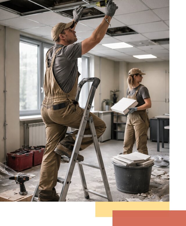 Ремонт потолка Армстронг и замена плит в Выксе